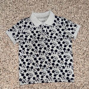 NWT- GAP Disney Kids Polo Shirt with Mickey Mouse Pattern - Gray and Navy Blue